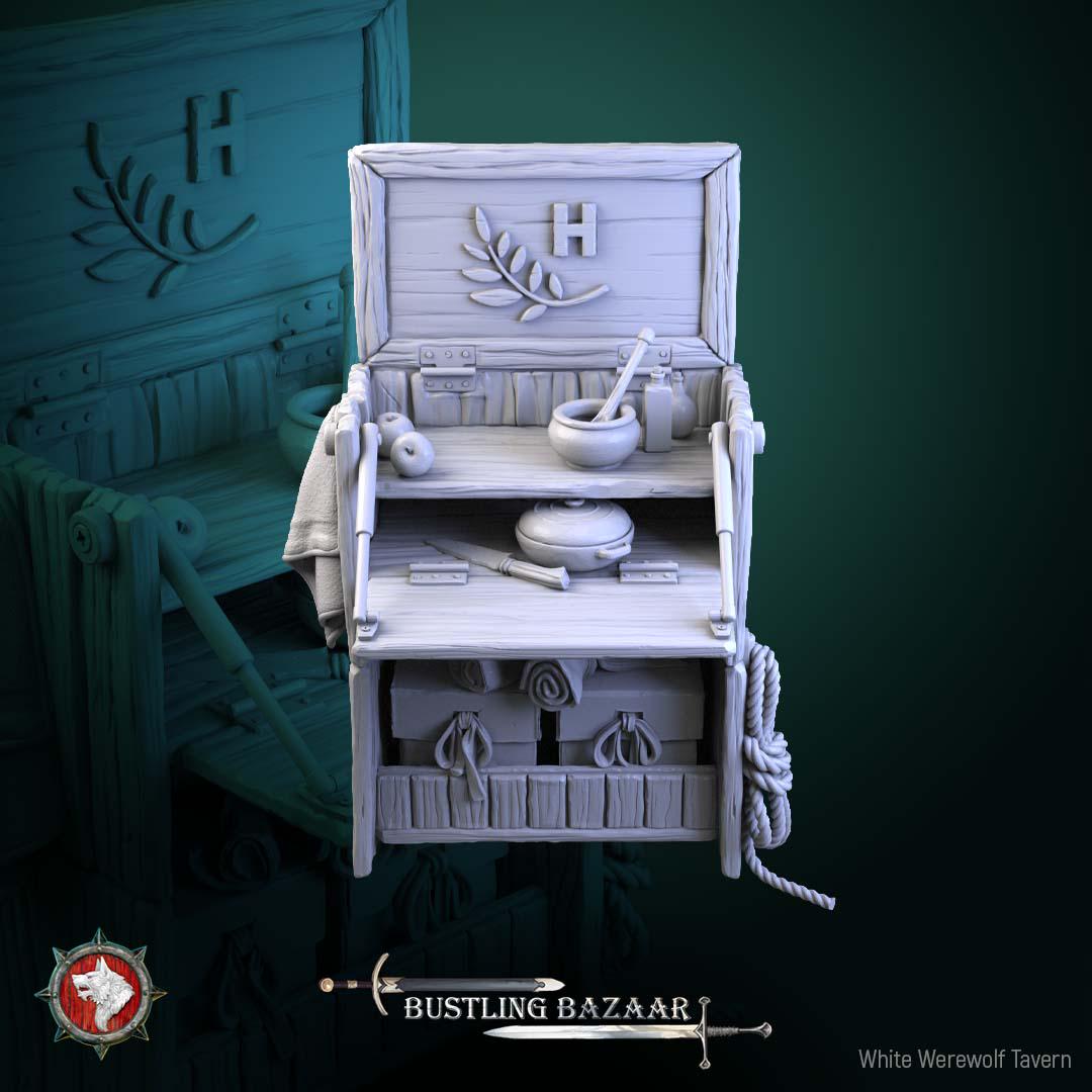 Small Market Stall - 32mm Scale - Unpainted Miniature