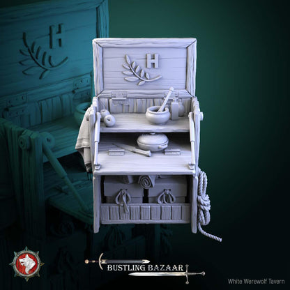 Small Market Stall - 32mm Scale - Unpainted Miniature