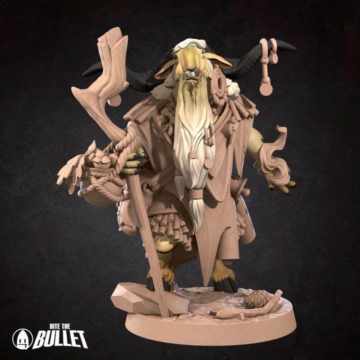 Goatfolk Vendor - Forest Village Set - Unpainted Miniature