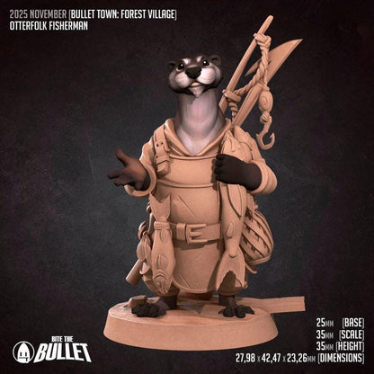 Otterfolk Fisherman - Forest Village Set - Unpainted Miniature