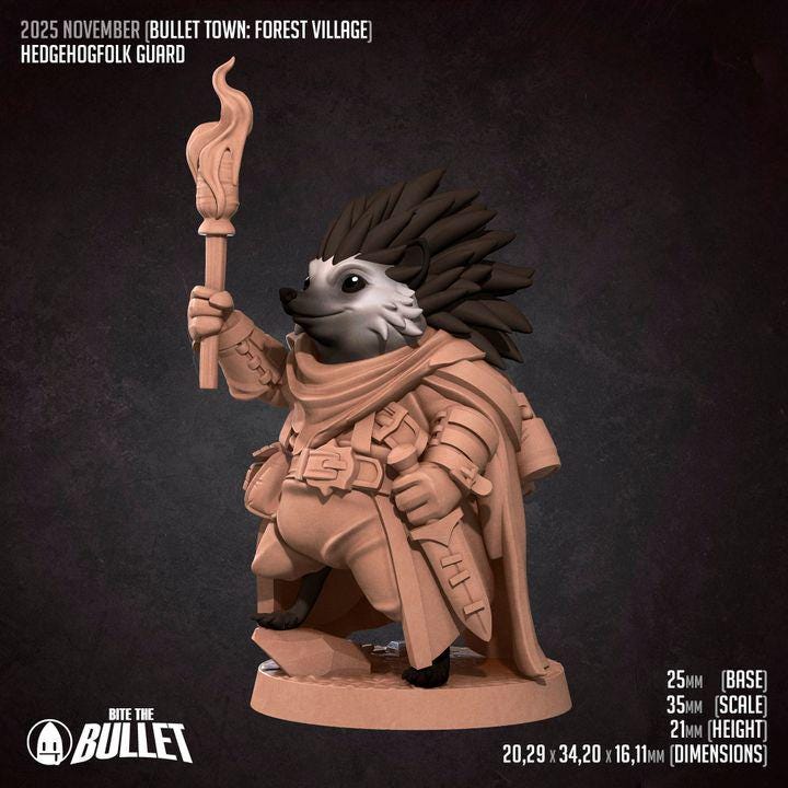 Hedgehog Guard - Forest Village Set - Unpainted Miniature