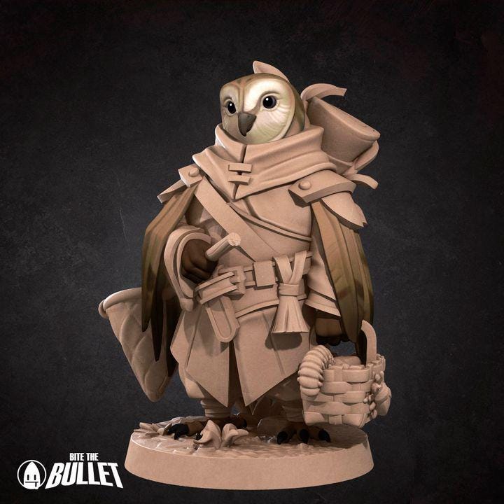 Owlfolk Gatherer - Forest Village Set - Unpainted Miniature