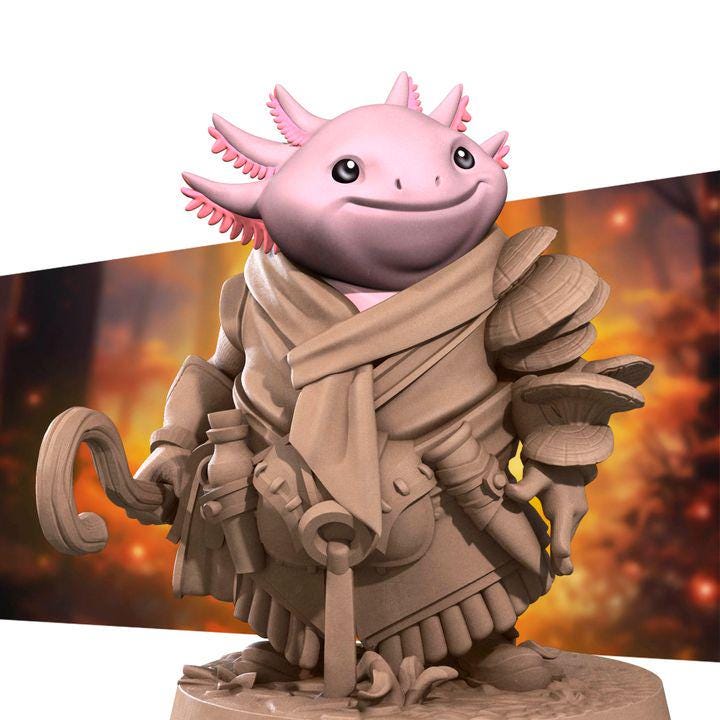 Axolotl Shepherd - Forest Village Set - Unpainted Miniature