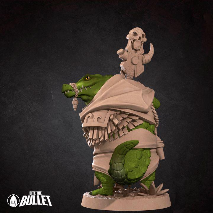 Crocodilian Warden - Forest Village Set - Unpainted Miniature