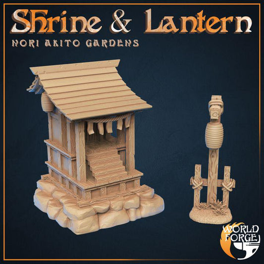 Shrine and Lantern - Japanese Garden Set - Unpainted Miniature