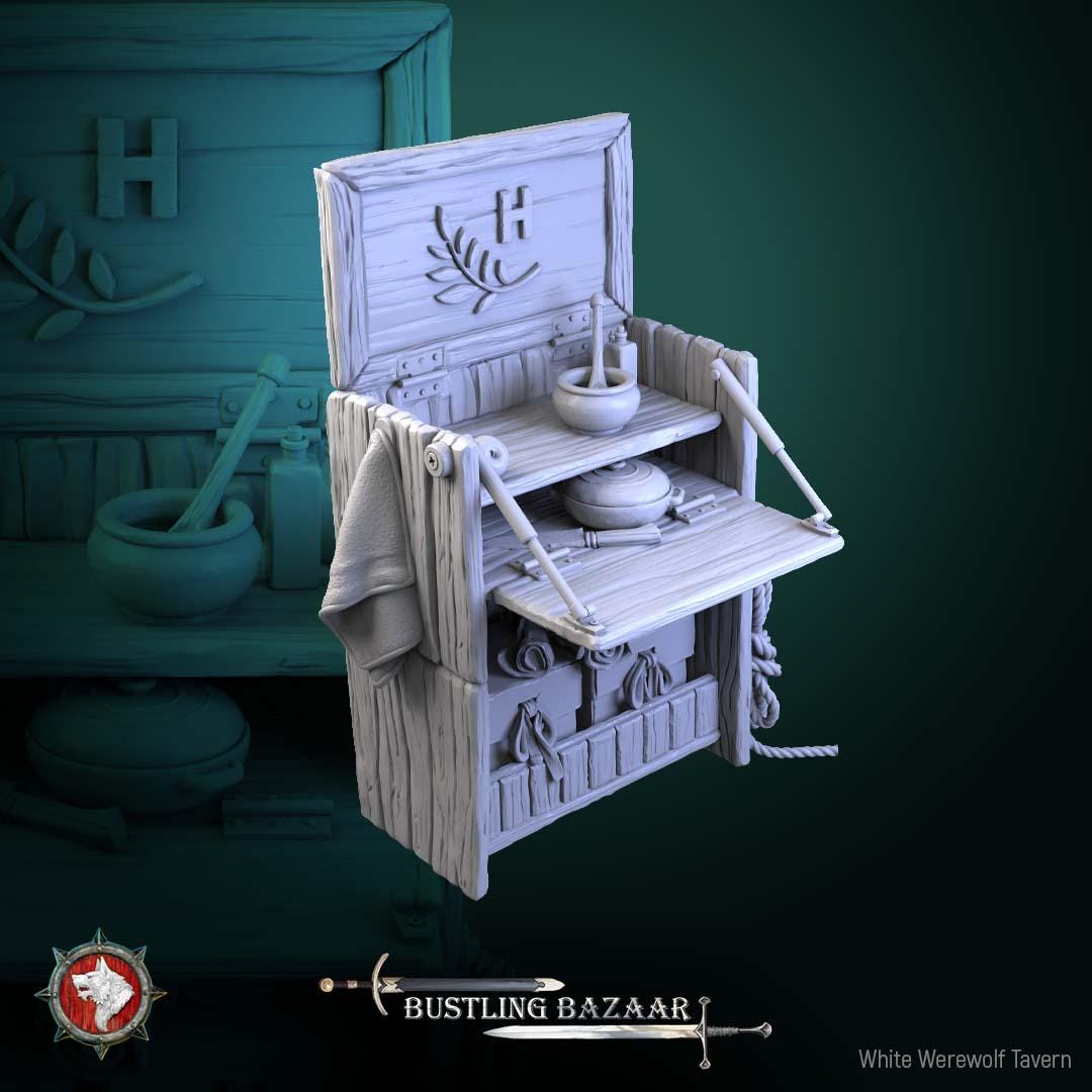 Small Market Stall - 32mm Scale - Unpainted Miniature