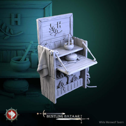 Small Market Stall - 32mm Scale - Unpainted Miniature