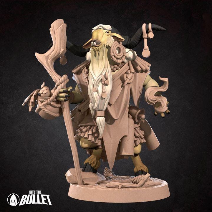 Goatfolk Vendor - Forest Village Set - Unpainted Miniature