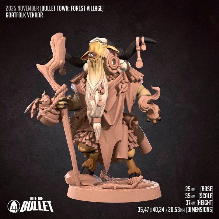 Goatfolk Vendor - Forest Village Set - Unpainted Miniature