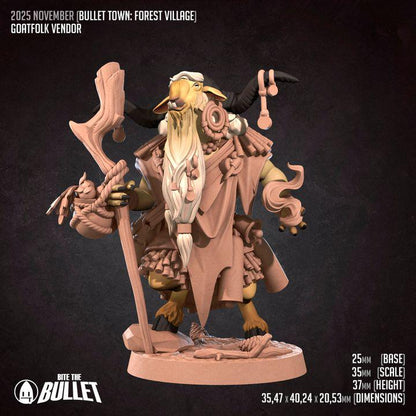 Goatfolk Vendor - Forest Village Set - Unpainted Miniature