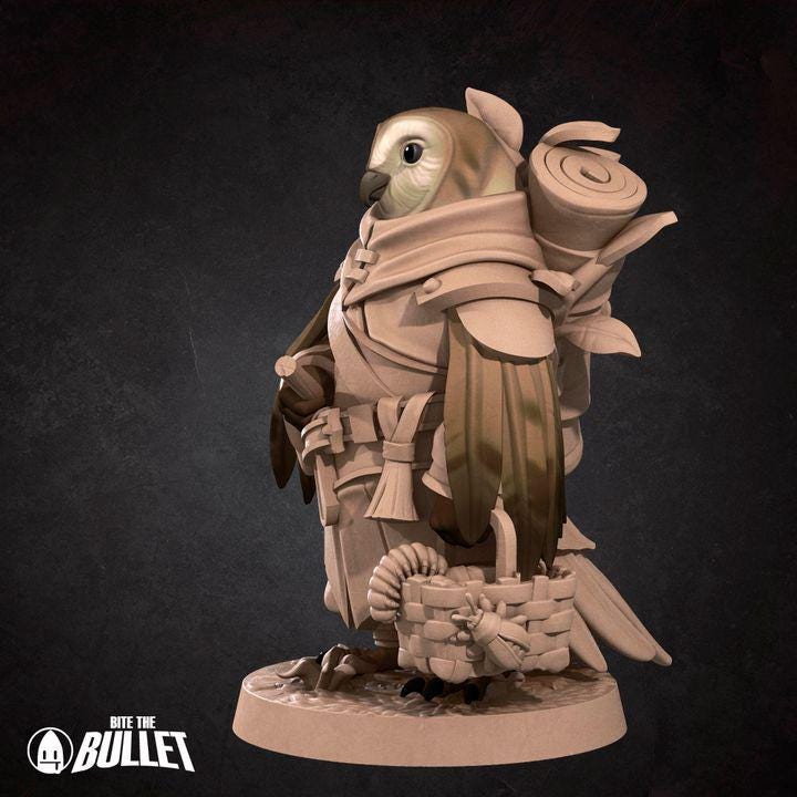 Owlfolk Gatherer - Forest Village Set - Unpainted Miniature