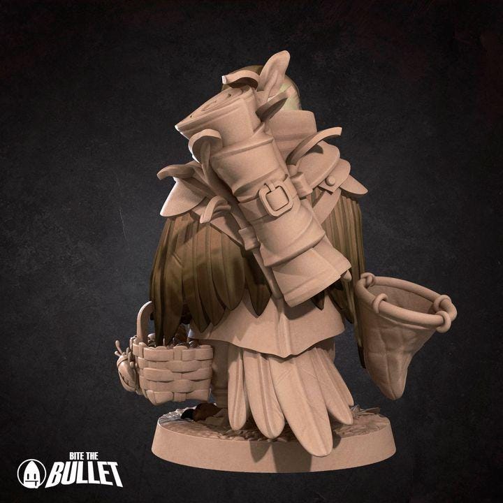 Owlfolk Gatherer - Forest Village Set - Unpainted Miniature