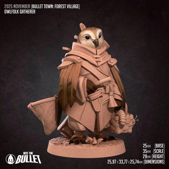 Owlfolk Gatherer - Forest Village Set - Unpainted Miniature