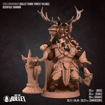 Deerfolk Shaman - Forest Village Set - Unpainted Miniature
