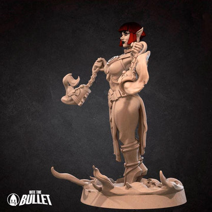 Fiora the Fire Monk, 2 Poses, Pinup - 32mm, 35mm Scale - Unpainted Miniature