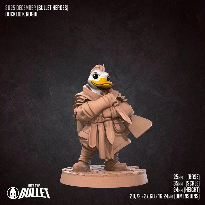Duckfolk Rogue - 32mm, 35mm Scale - Unpainted Miniature