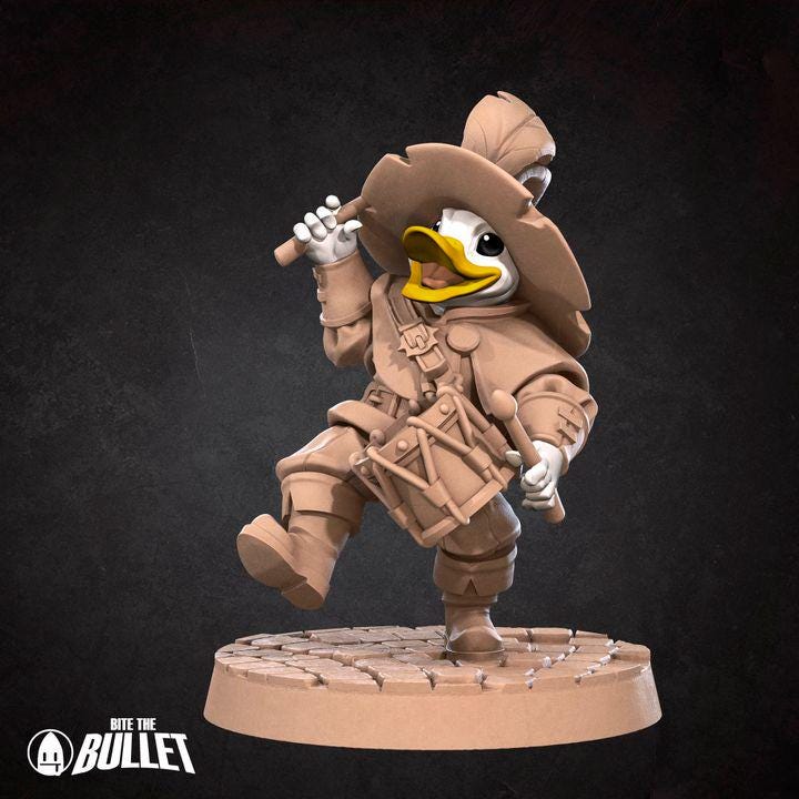 Duckfolk Bard - 32mm, 35mm Scale - Unpainted Miniature