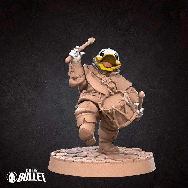 Duckfolk Bard - 32mm, 35mm Scale - Unpainted Miniature