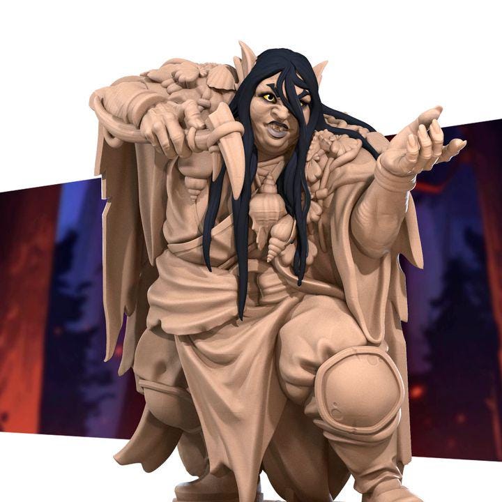 Female Triton Warlock - 32mm, 35mm Scale - Unpainted Miniature