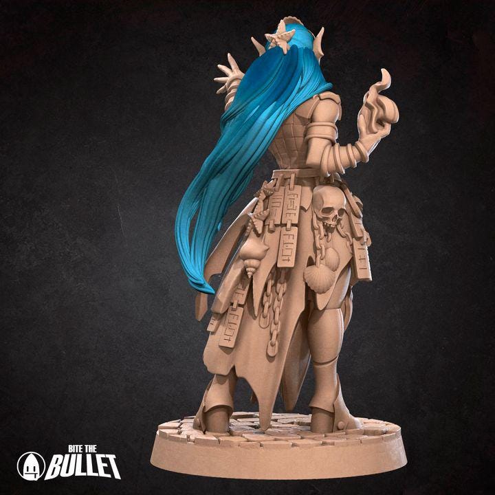 Triton Sorceress - 32mm, 35mm Scale - Unpainted Miniature