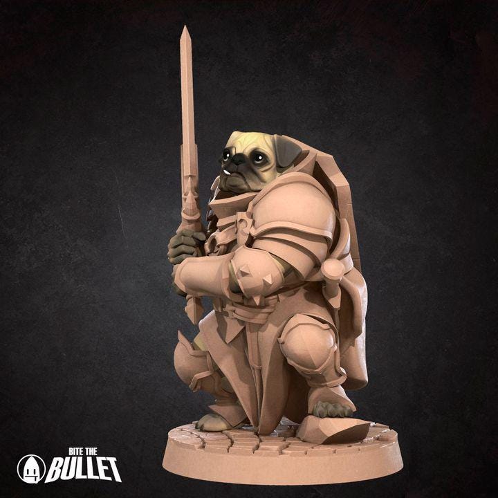 Dogfolk Warrior - 32mm, 35mm Scale - Unpainted Miniature