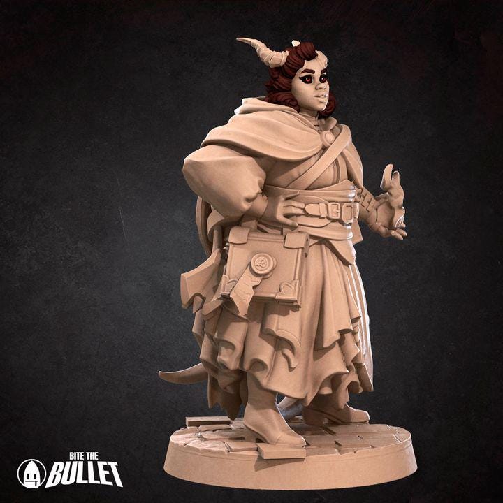 Female Tiefling Cleric - Unpainted Miniature