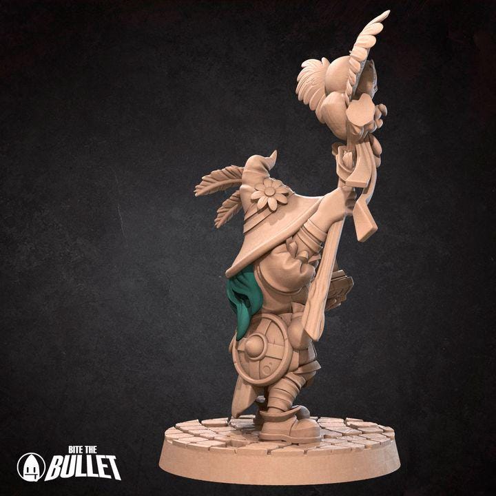 Female Gnome Wizard - 32mm, 35mm Scale - Unpainted Miniature