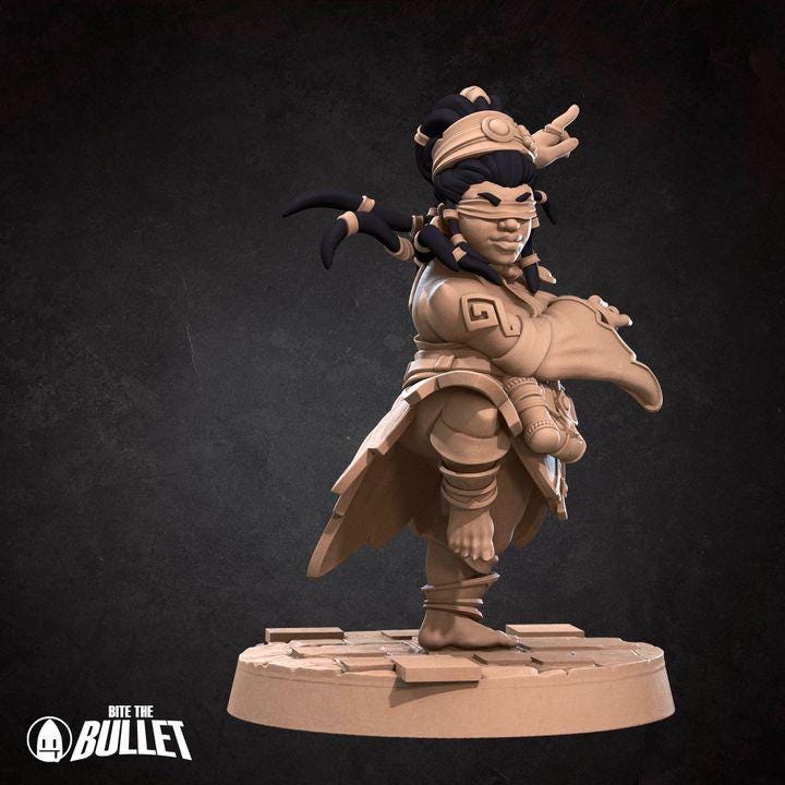 Female Dwarf Monk - 32mm, 35mm Scale - Unpainted Miniature