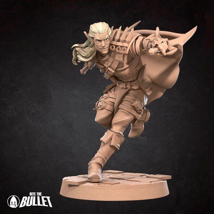 Male Elf Rogue - 32mm, 35mm Scale - Unpainted Miniature