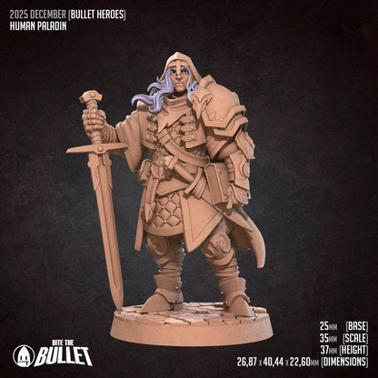 Human Paladin - 32mm, 35mm Scale - Unpainted Miniature