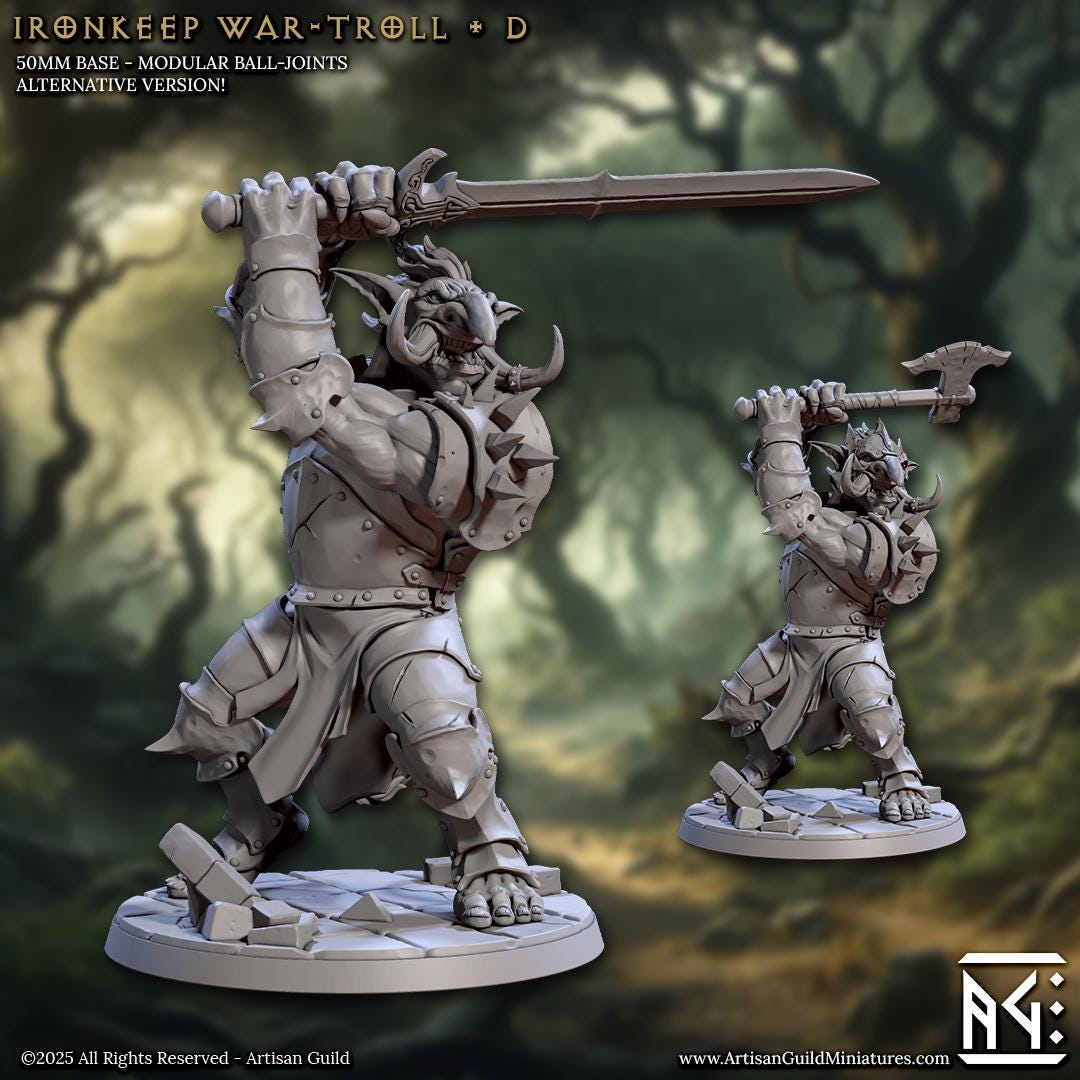 Iron Keep War-Troll, Pose D - Unpainted Miniature