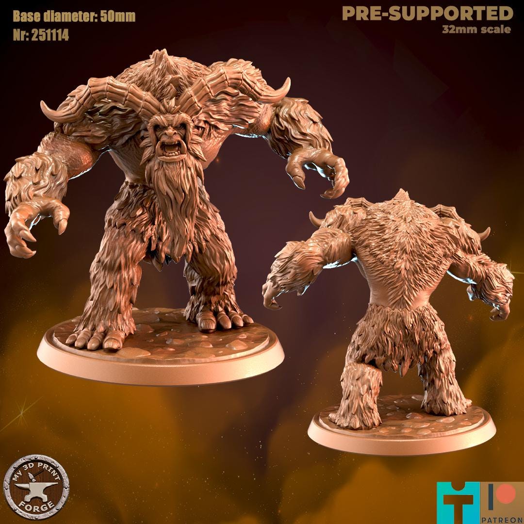 Yeti, 2 Poses - 32mm Scale - Unpainted Miniature