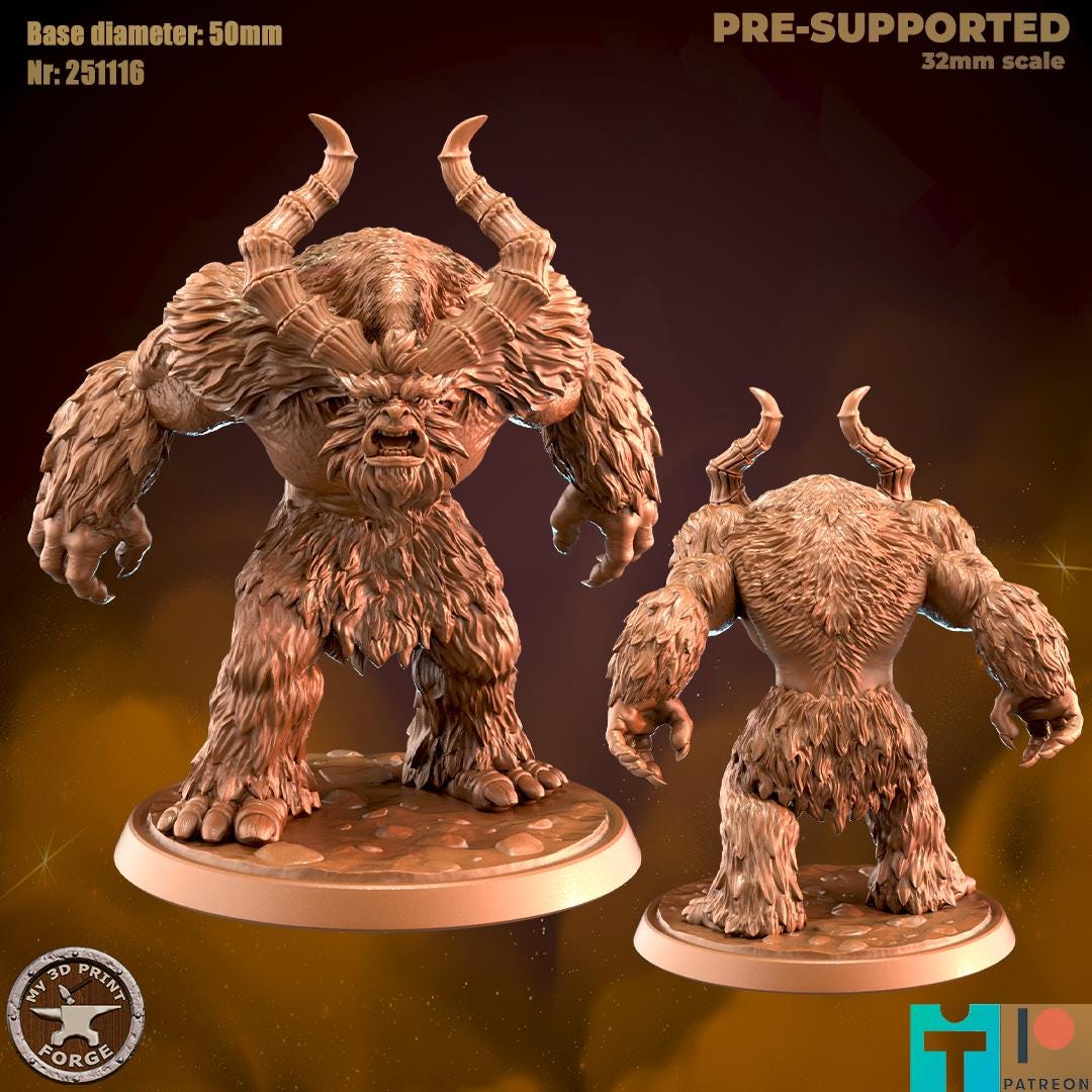 Old Yeti, 2 Poses - 32mm Scale - Unpainted Miniature