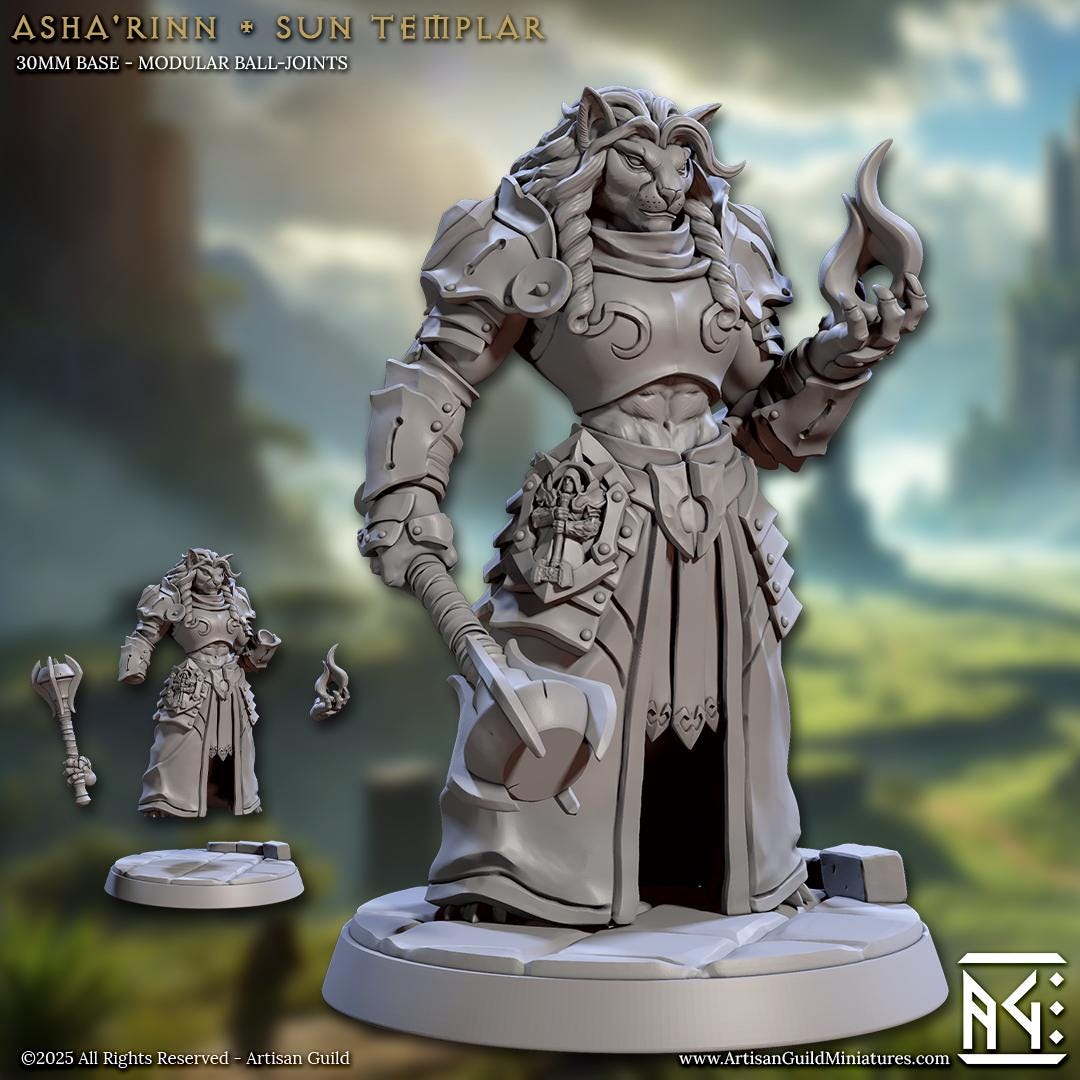 Asha-Rinn, Sun Templar - Solarmane Rakshakin - Unpainted Miniature