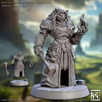 Asha-Rinn, Sun Templar - Solarmane Rakshakin - Unpainted Miniature