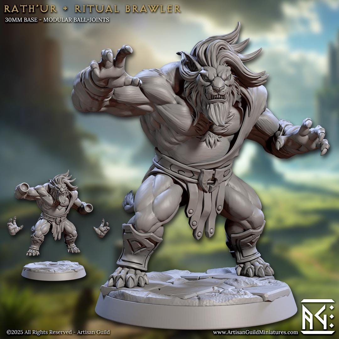 Rath'ur, Ritual Brawler - Solarmane Rakshakin - Unpainted Miniature
