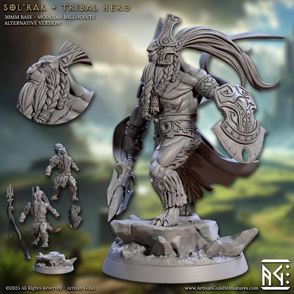 Sol'rak, Tribal Warrior - Solarmane Rakshakin - Unpainted Miniature
