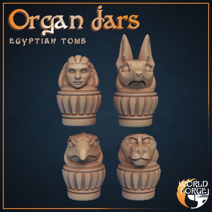 Organ Jars - Egyptian Tomb Set - 32mm Scale - Unpainted Miniature