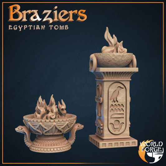 Braziers - Egyptian Tomb Set - 32mm Scale - Unpainted Miniature