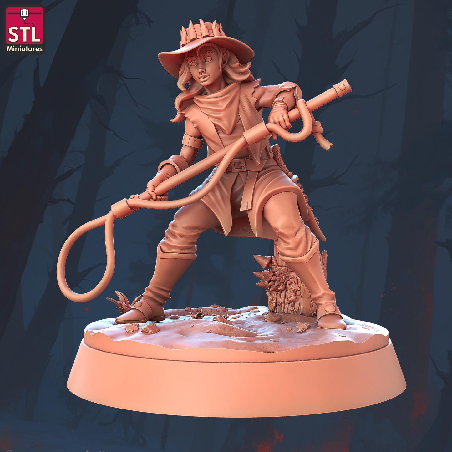 Crocodile Handler Set - Townsfolk NPCs - 32mm Scale - Unpainted Miniature