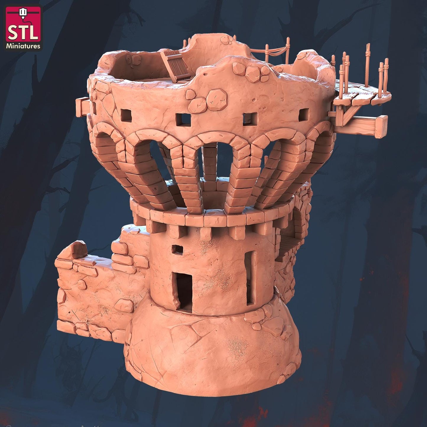Falconry Tower Set - Townsfolk NPCs - 32mm Scale - Unpainted Miniature