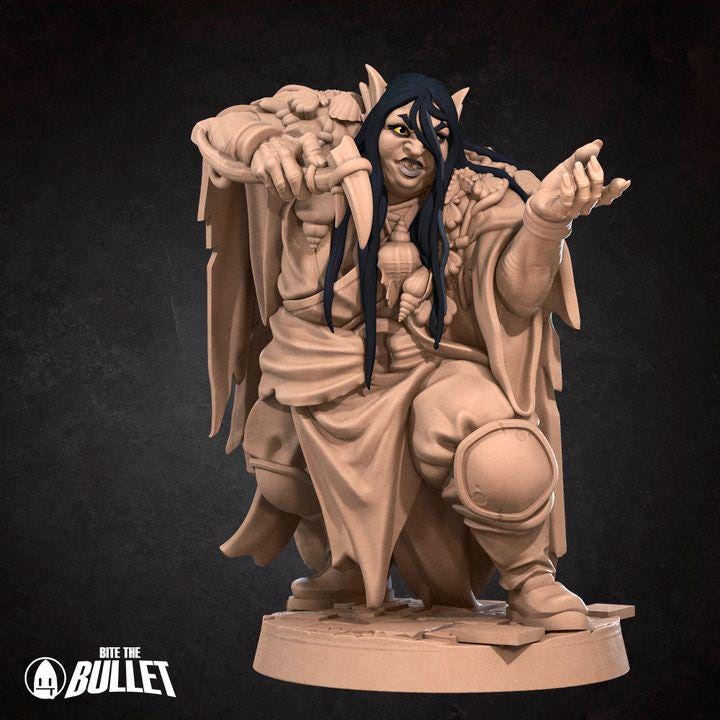 Female Triton Warlock - 32mm, 35mm Scale - Unpainted Miniature