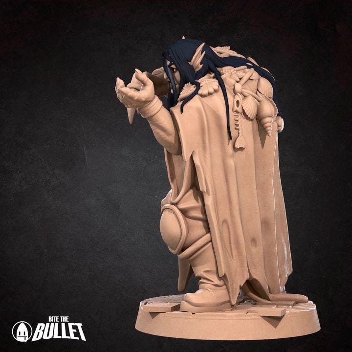 Female Triton Warlock - 32mm, 35mm Scale - Unpainted Miniature