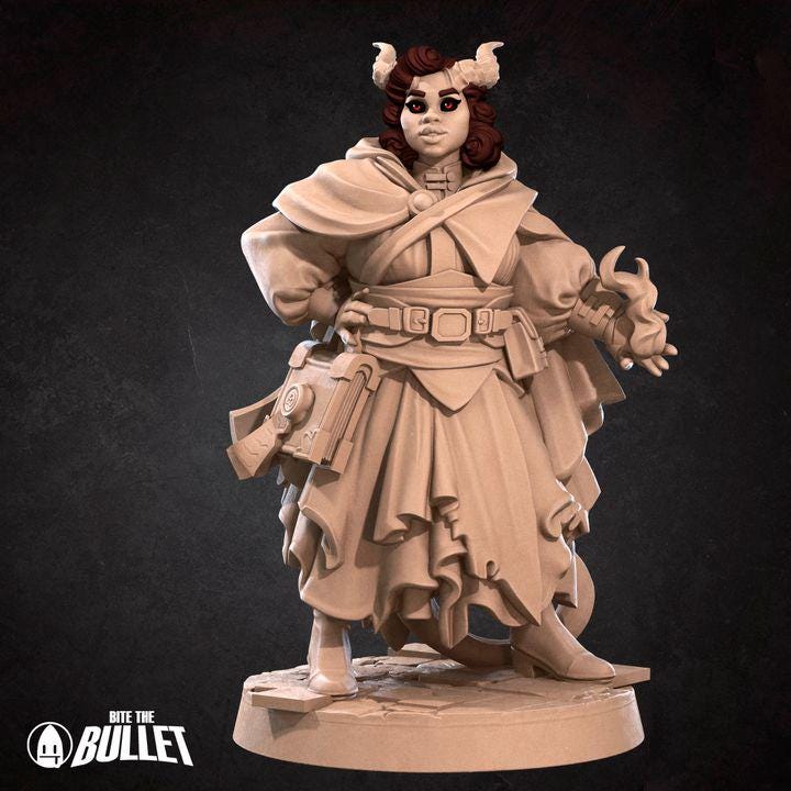 Female Tiefling Cleric - Unpainted Miniature