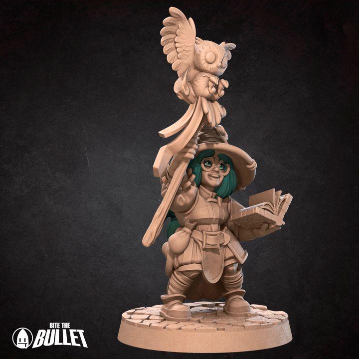 Female Gnome Wizard - 32mm, 35mm Scale - Unpainted Miniature