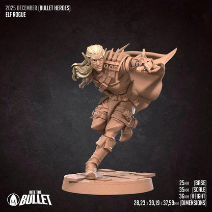 Male Elf Rogue - 32mm, 35mm Scale - Unpainted Miniature