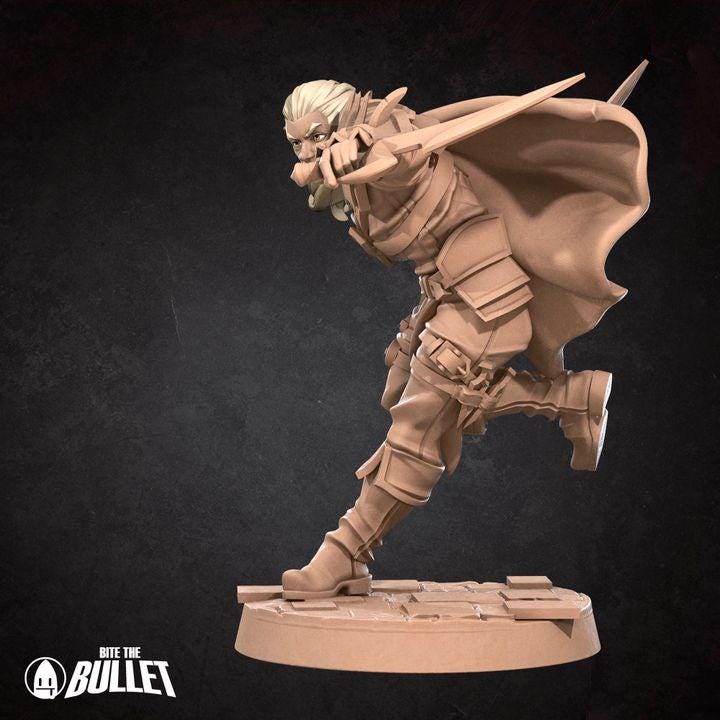 Male Elf Rogue - 32mm, 35mm Scale - Unpainted Miniature