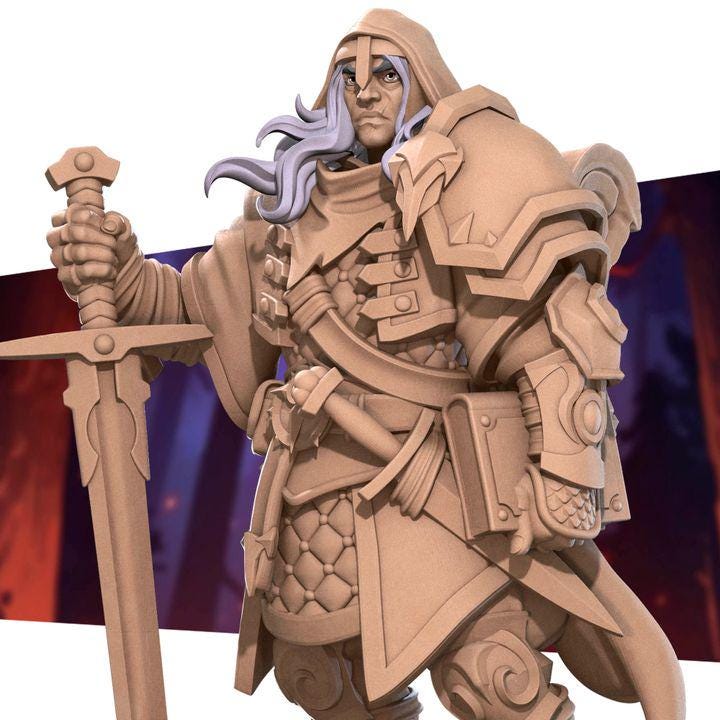 Human Paladin - 32mm, 35mm Scale - Unpainted Miniature