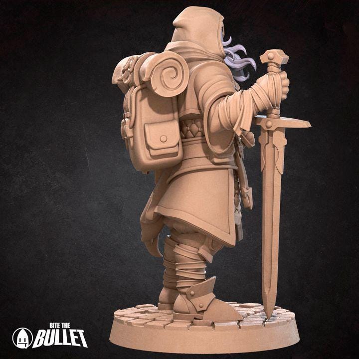 Human Paladin - 32mm, 35mm Scale - Unpainted Miniature