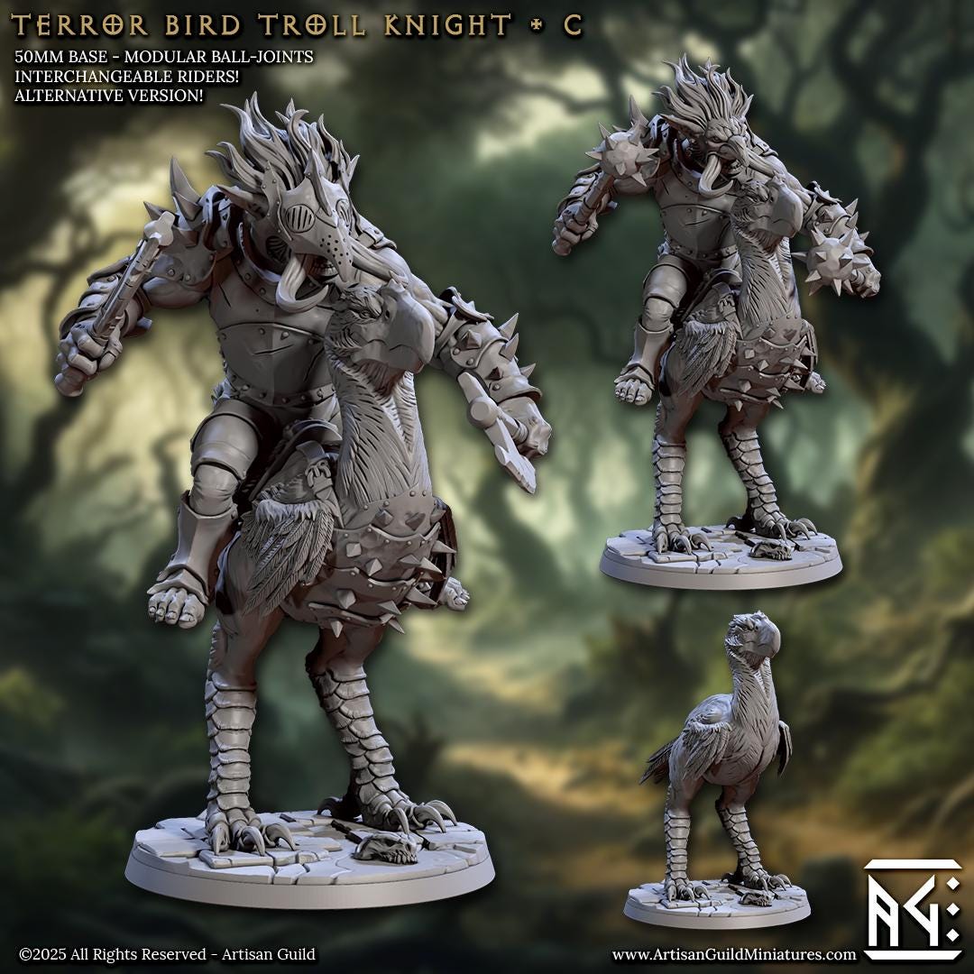 Terror Bird Knights - Iron Keep War-Trolls Set - Unpainted Miniature